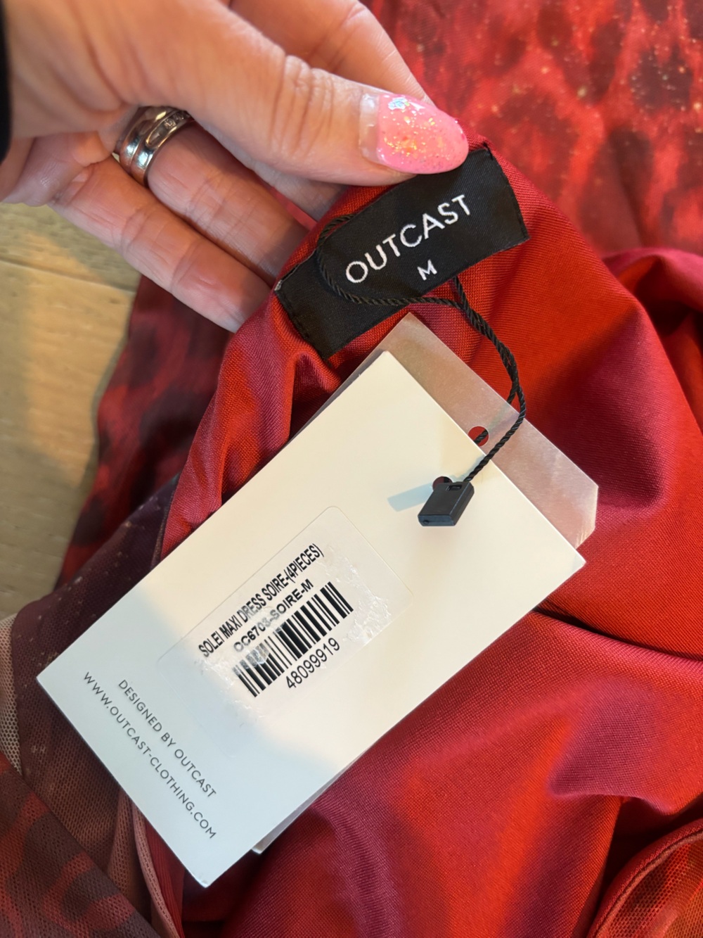 Outcast Solei Maxi Dress Soire Print Medium NWT Cut Out One Shoulder Gradient - Picture 13 of 13